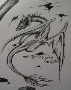 Dragon, done with a dip pen and acrylic ink.