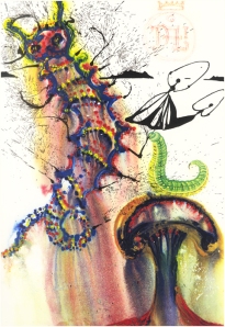 Advice from a Caterpillar: Salvador Dali, 1969 image from www.williambennetgallery.com